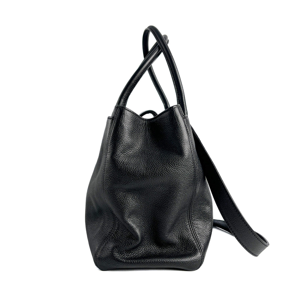 Second hand Chanel Executive Cerf Leather Tote Shoulder Bag Black - Tabita Bags