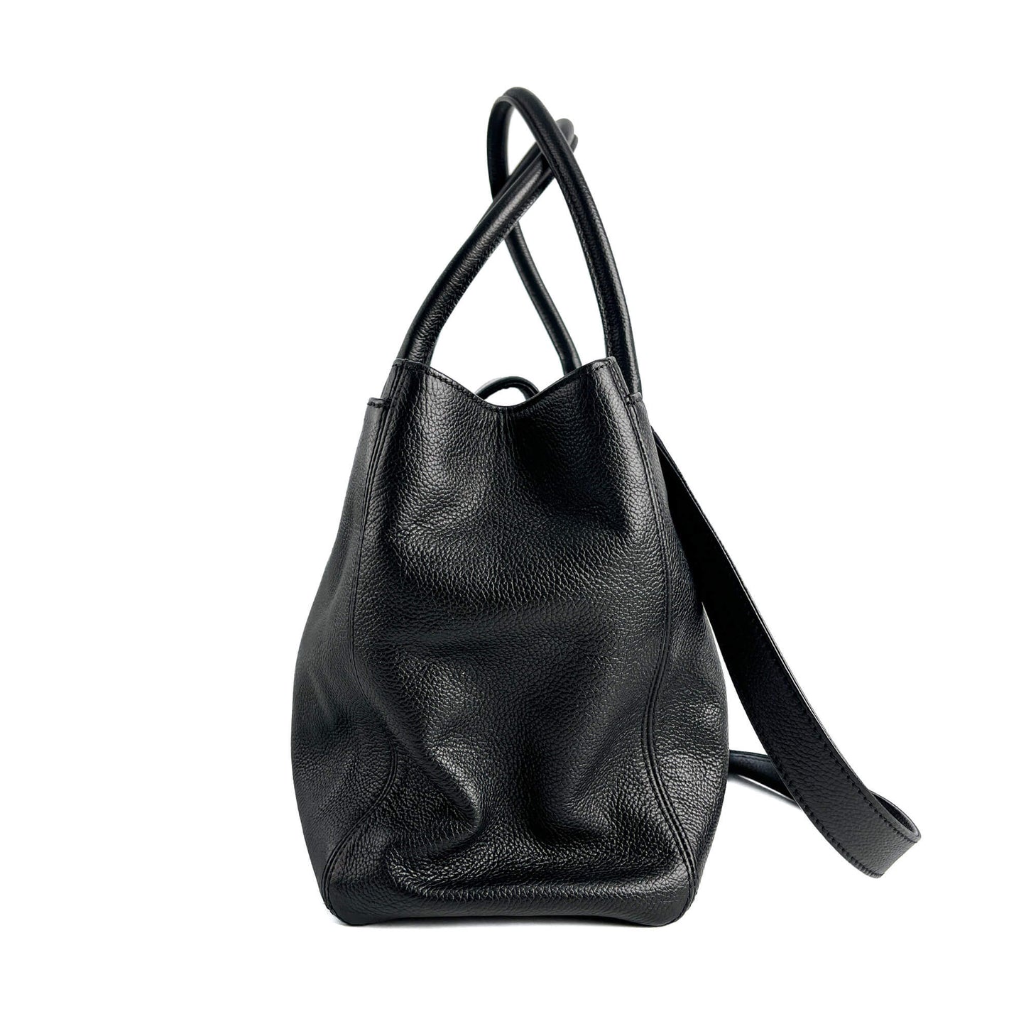 Second hand Chanel Executive Cerf Leather Tote Shoulder Bag Black - Tabita Bags