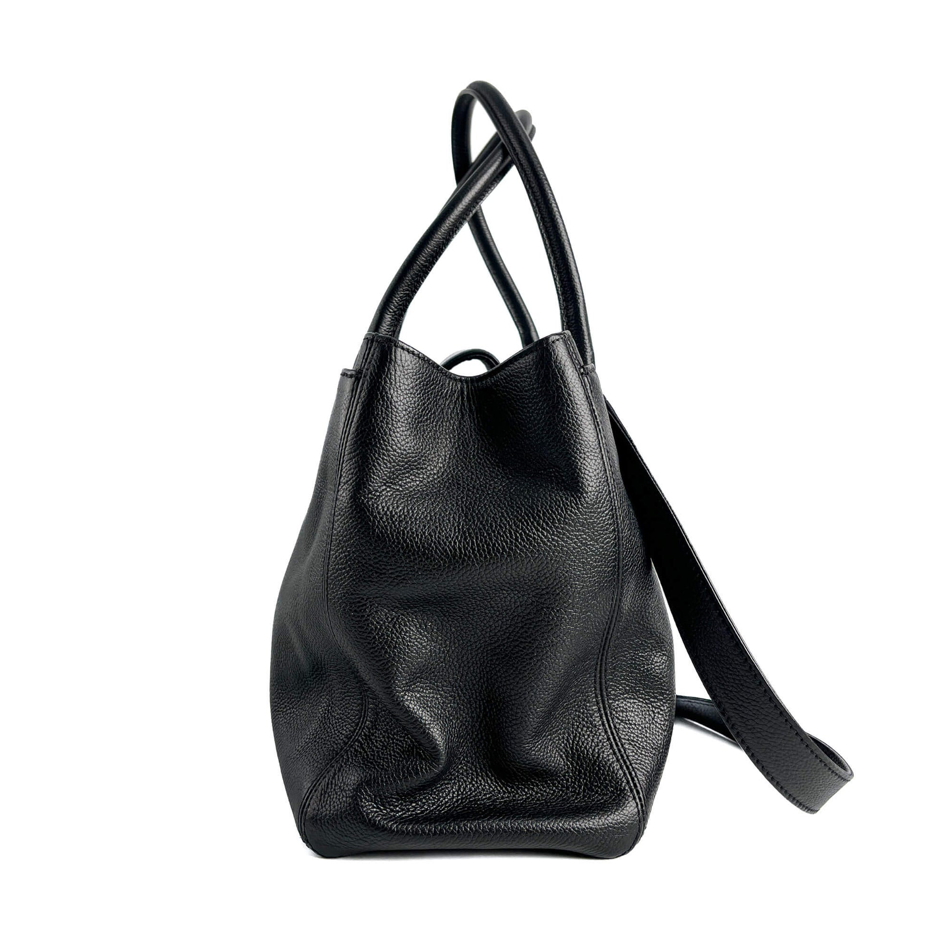 Second hand Chanel Executive Cerf Leather Tote Shoulder Bag Black - Tabita Bags