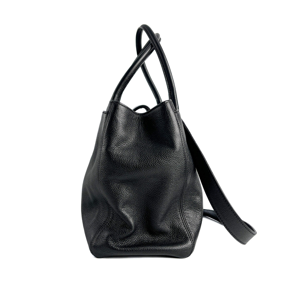 Second hand Chanel Executive Cerf Leather Tote Shoulder Bag Black - Tabita Bags