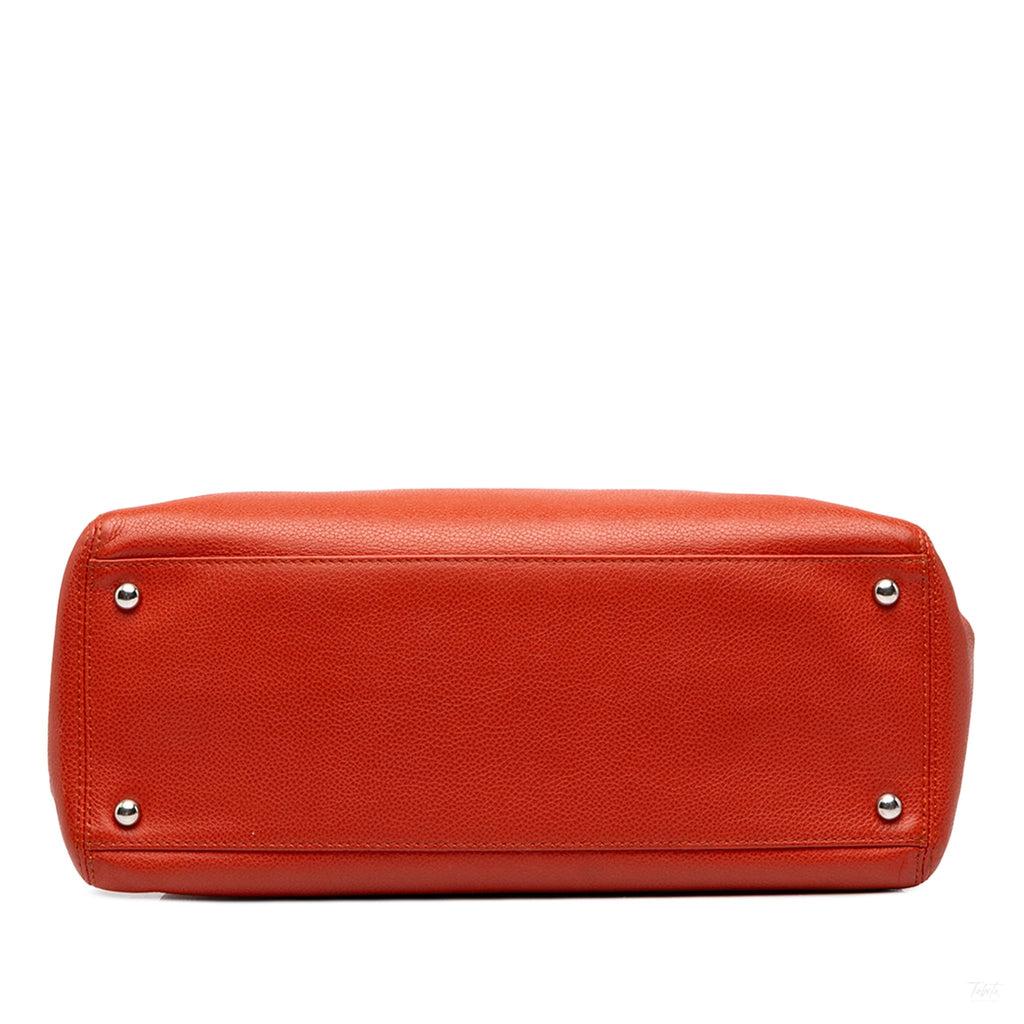 Second hand Chanel Executive Cerf Small Calfskin Tote Shoulder Bag Red - Tabita Bags