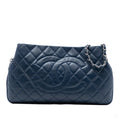 Second hand Chanel Expandable Tote Caviar Leather Matelassè Shoulder Bag Blue - Tabita Bags