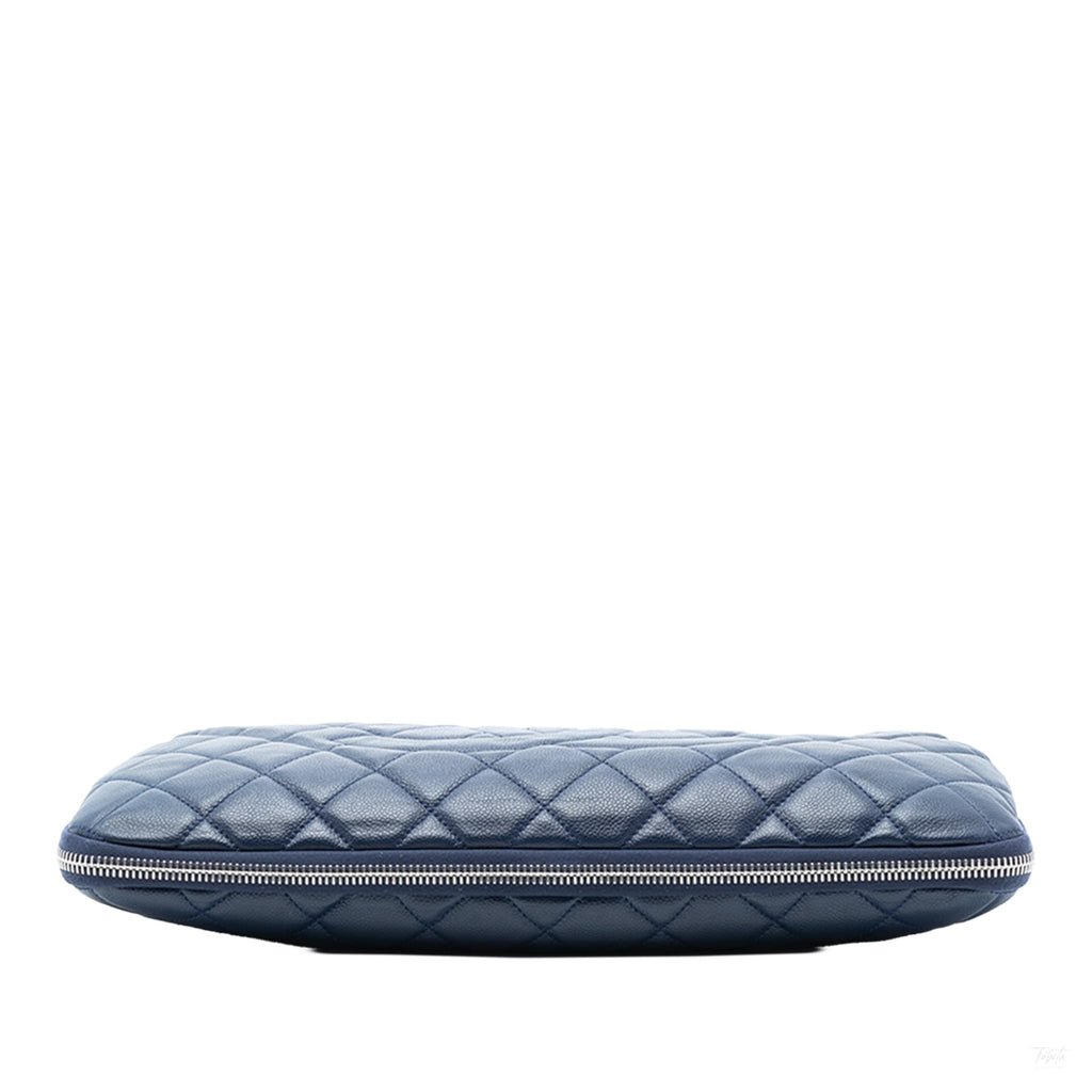 Second hand Chanel Expandable Tote Caviar Leather Matelassè Shoulder Bag Blue - Tabita Bags