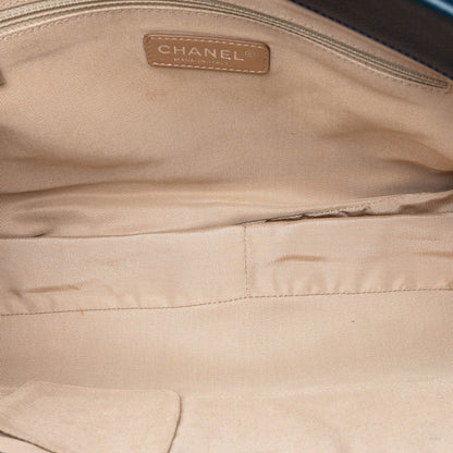 Second hand Chanel Expandable Tote Caviar Leather Matelassè Shoulder Bag Blue - Tabita Bags