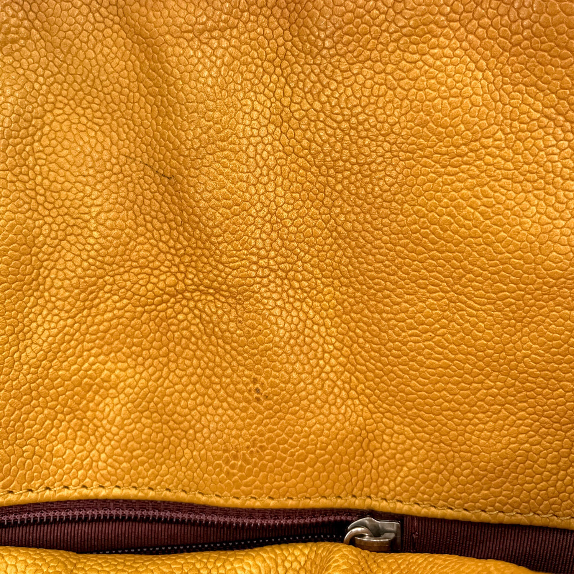 Second hand Chanel French Riviera Quilted Caviar Leather 2-Ways Hobo Bag Yellow - Tabita Bags