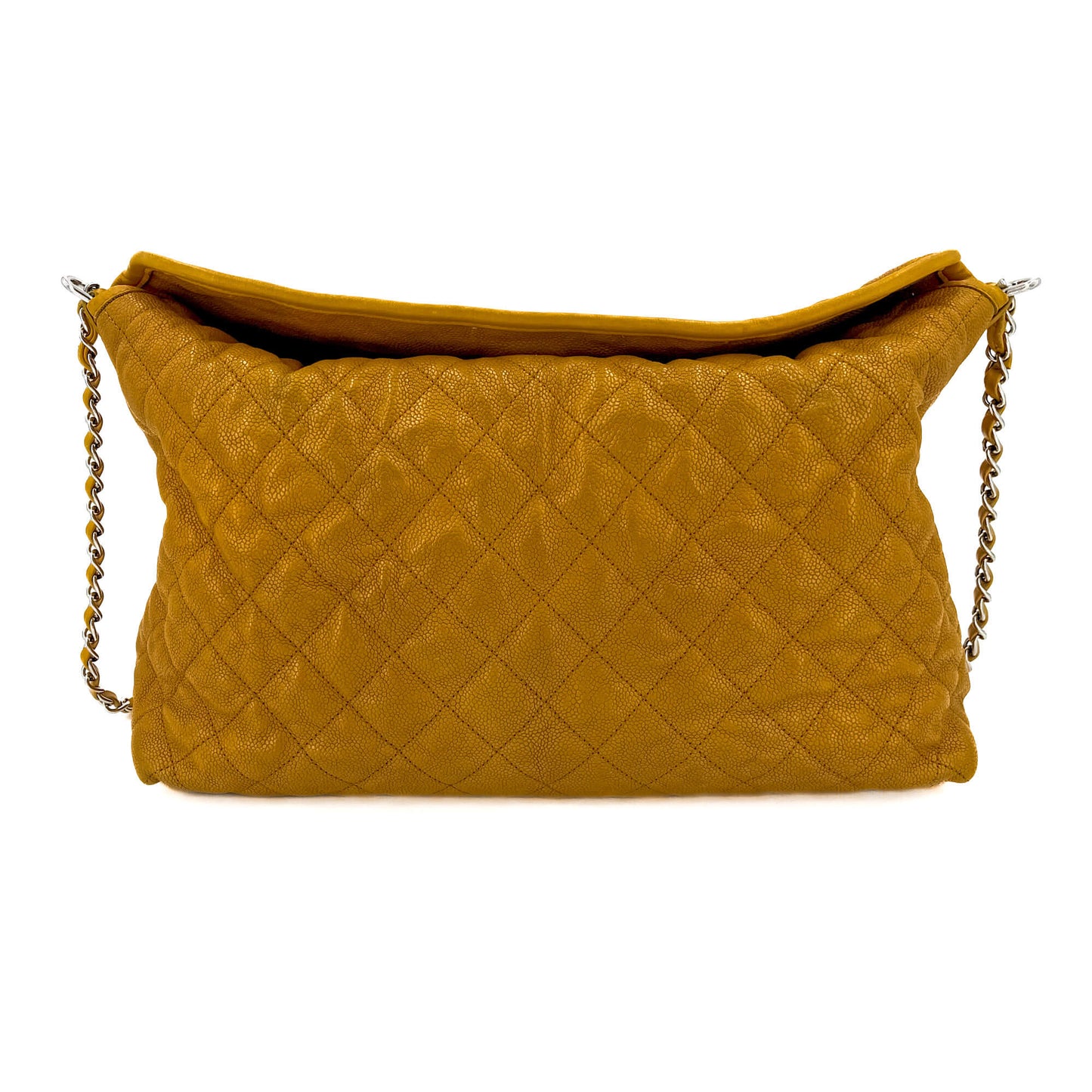 Second hand Chanel French Riviera Quilted Caviar Leather 2-Ways Hobo Bag Yellow - Tabita Bags