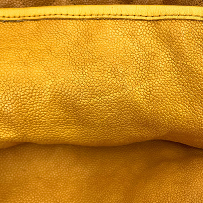 Second hand Chanel French Riviera Quilted Caviar Leather 2-Ways Hobo Bag Yellow - Tabita Bags