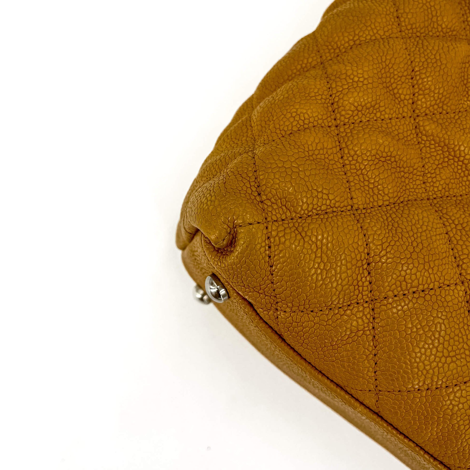 Second hand Chanel French Riviera Quilted Caviar Leather 2-Ways Hobo Bag Yellow - Tabita Bags