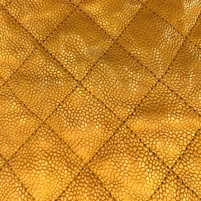 Second hand Chanel French Riviera Quilted Caviar Leather 2-Ways Hobo Bag Yellow - Tabita Bags