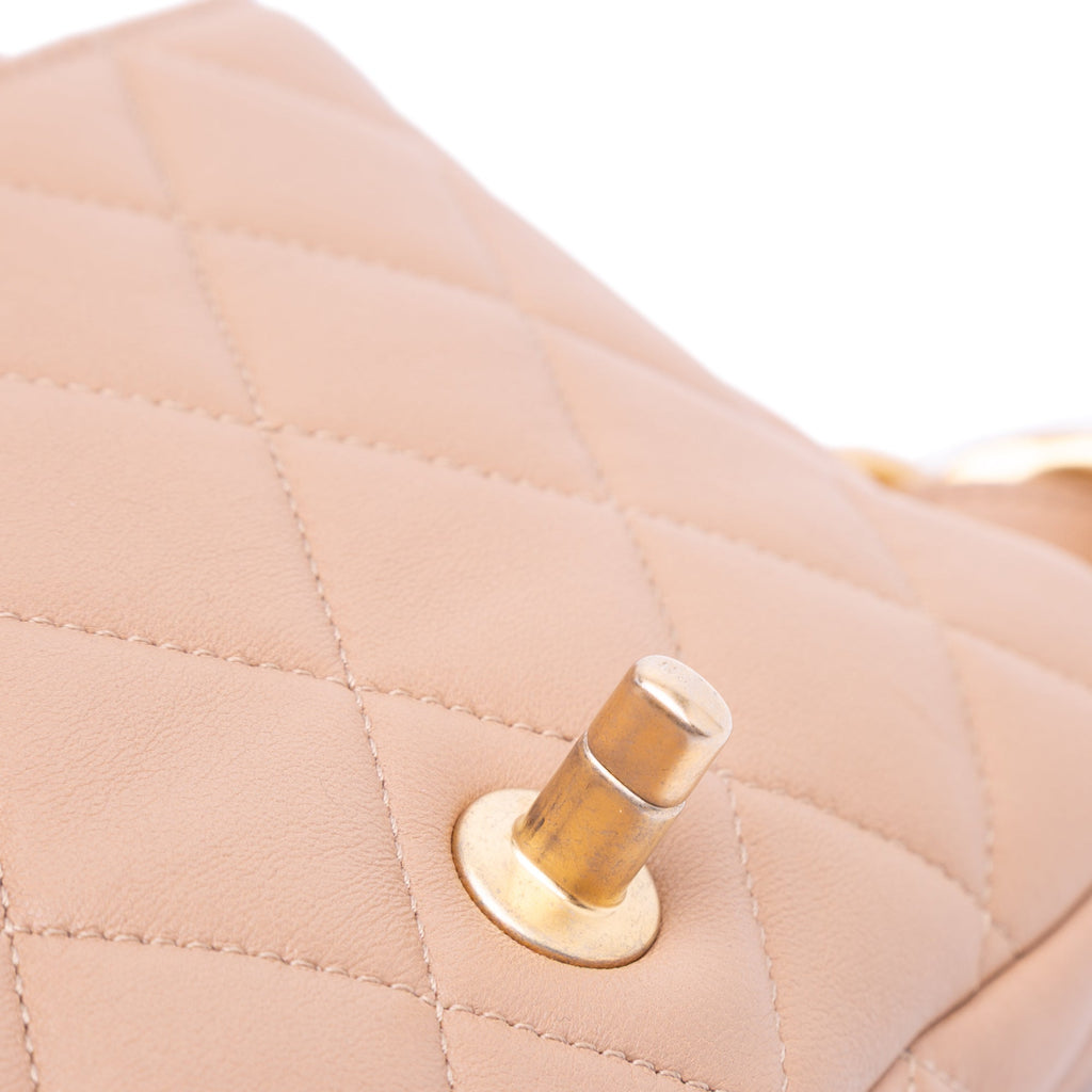 Second hand Chanel Funky Town Small Quilted Lambskin Leather Flap Shoulder Bag Brown - Tabita Bags