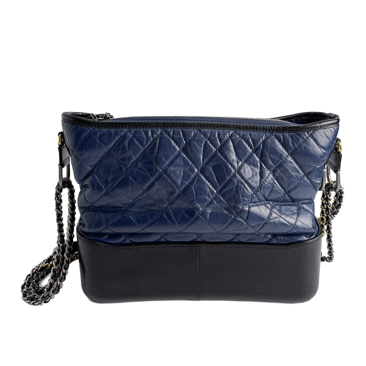 Second hand Chanel Gabrielle Chevron Lambskin Leather Shoulder Bag Navy & Black - Tabita Bags