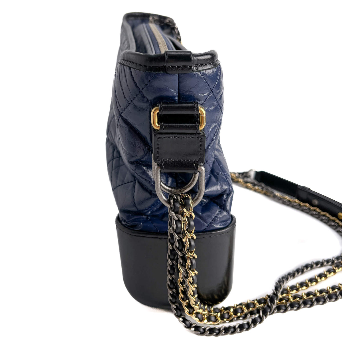 Second hand Chanel Gabrielle Chevron Lambskin Leather Shoulder Bag Navy & Black - Tabita Bags