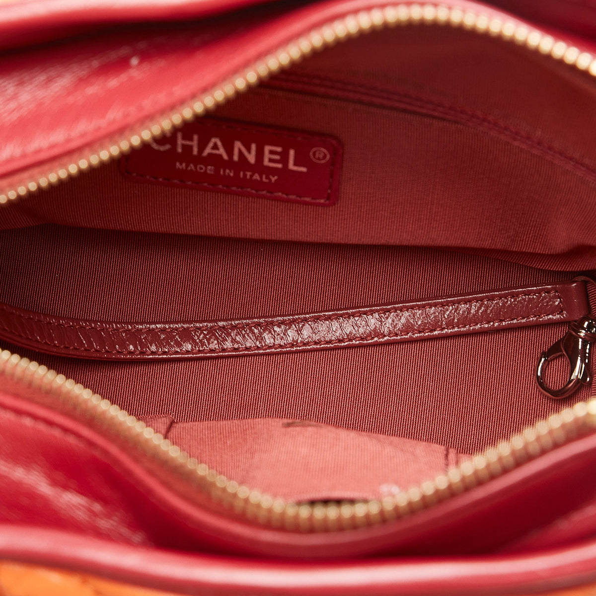 Second hand Chanel Gabrielle Chevron Lambskin Leather Shoulder Bag Orange - Tabita Bags