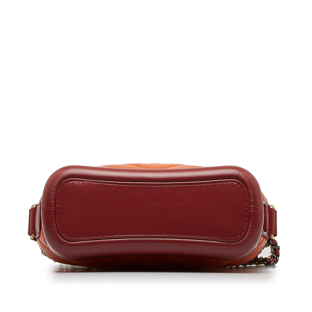 Second hand Chanel Gabrielle Chevron Lambskin Leather Shoulder Bag Orange - Tabita Bags