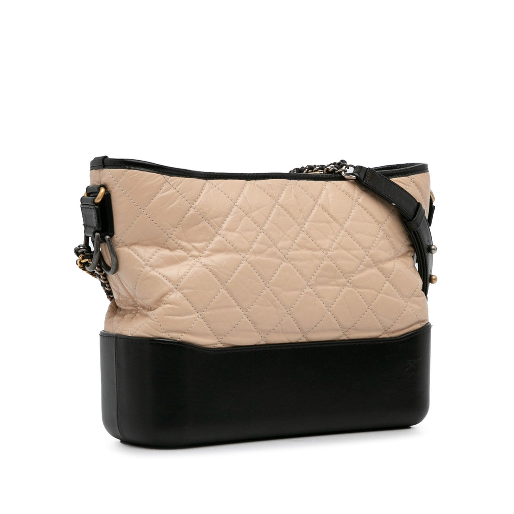 Second hand Chanel Gabrielle Medium Lambskin Leather Matelassè Shoulder Bag Brown - Tabita Bags
