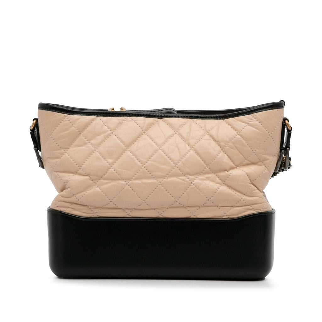 Second hand Chanel Gabrielle Medium Lambskin Leather Matelassè Shoulder Bag Brown - Tabita Bags