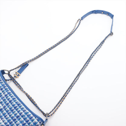 Second hand Chanel Gabrielle Medium Lambskin Leather Matelassè Shoulder Bag Tweed Blue - Tabita Bags