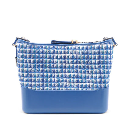 Second hand Chanel Gabrielle Medium Lambskin Leather Matelassè Shoulder Bag Tweed Blue - Tabita Bags