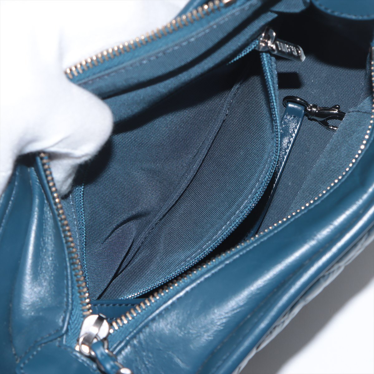 Second hand Chanel Gabrielle Small Lambskin Leather Chevron Shoulder Bag Blue - Tabita Bags