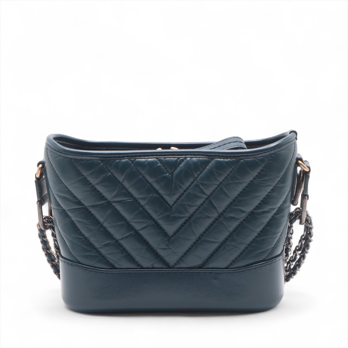 Second hand Chanel Gabrielle Small Lambskin Leather Chevron Shoulder Bag Blue - Tabita Bags