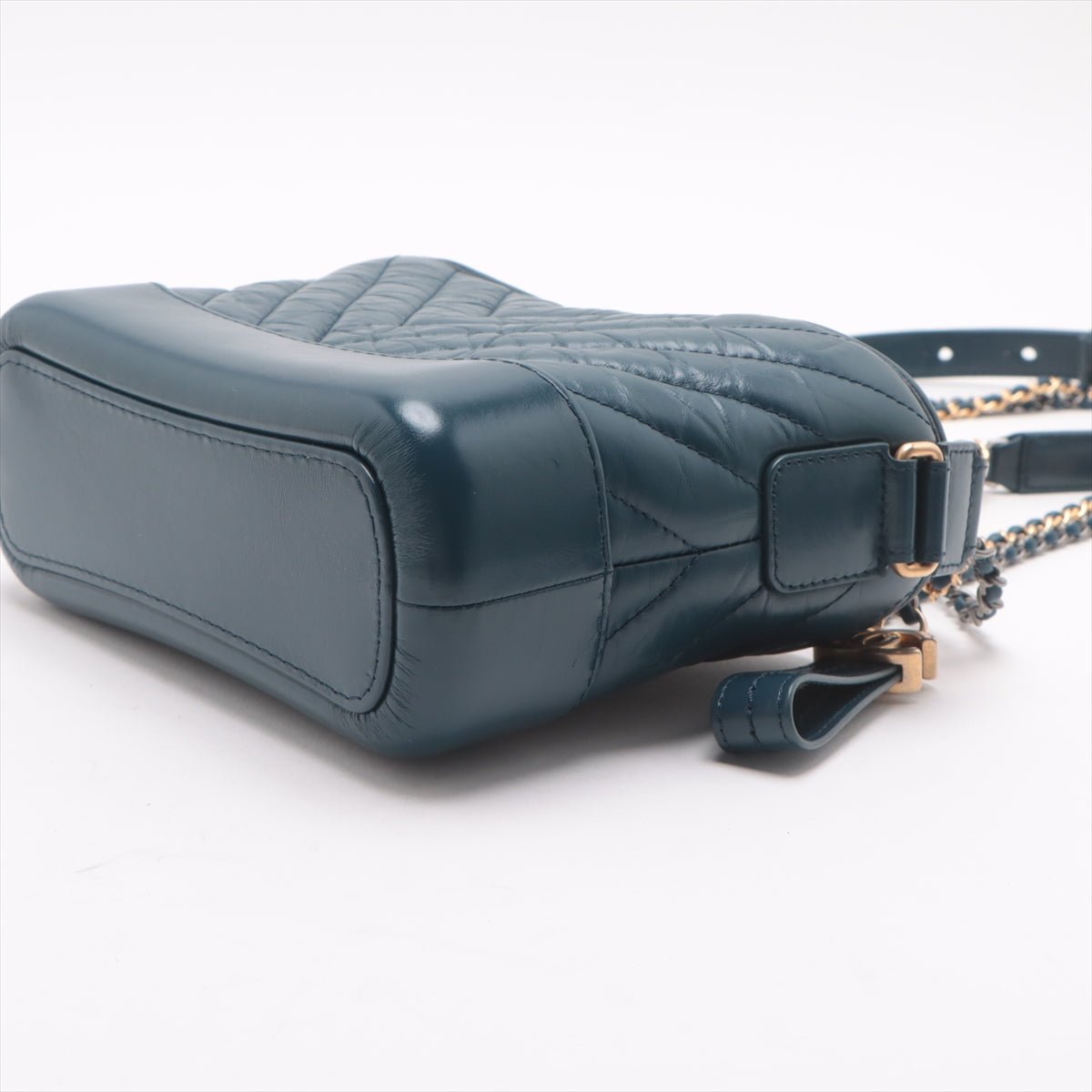 Second hand Chanel Gabrielle Small Lambskin Leather Chevron Shoulder Bag Blue - Tabita Bags