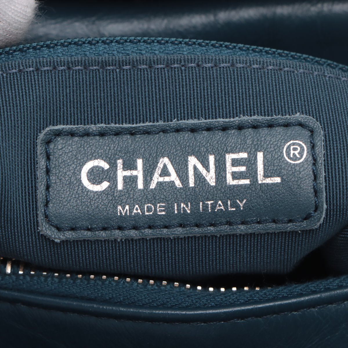 Second hand Chanel Gabrielle Small Lambskin Leather Chevron Shoulder Bag Blue - Tabita Bags