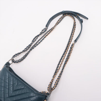 Second hand Chanel Gabrielle Small Lambskin Leather Chevron Shoulder Bag Blue - Tabita Bags