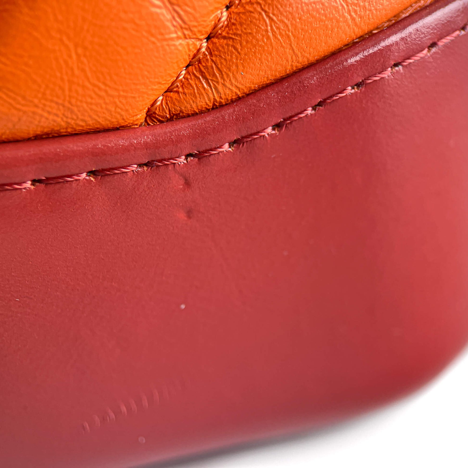 Second hand Chanel Gabrielle Small Lambskin Leather Chevron Shoulder Bag Orange - Tabita Bags