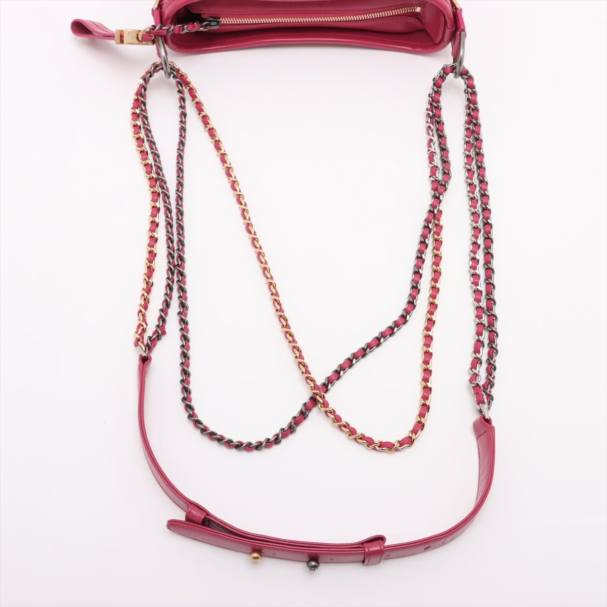 Second hand Chanel Gabrielle Small Lambskin Leather Chevron Shoulder Bag Pink - Tabita Bags