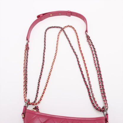 Second hand Chanel Gabrielle Small Lambskin Leather Chevron Shoulder Bag Pink - Tabita Bags