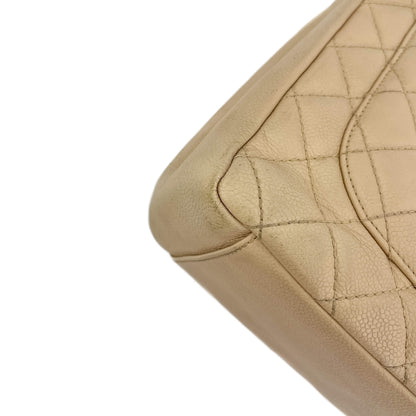 Second hand Chanel GST Quilted Caviar Leather Shopper Bag Beige - Tabita Bags