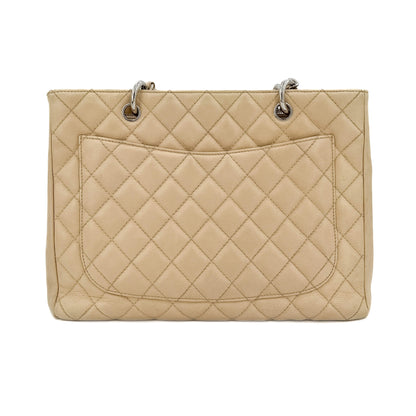 Second hand Chanel GST Quilted Caviar Leather Shopper Bag Beige - Tabita Bags