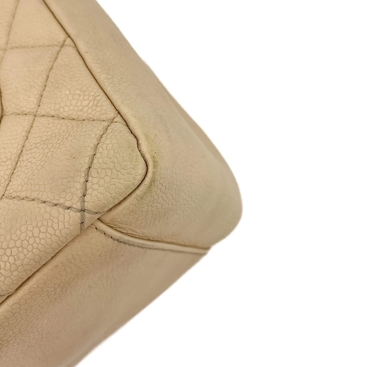 Second hand Chanel GST Quilted Caviar Leather Shopper Bag Beige - Tabita Bags