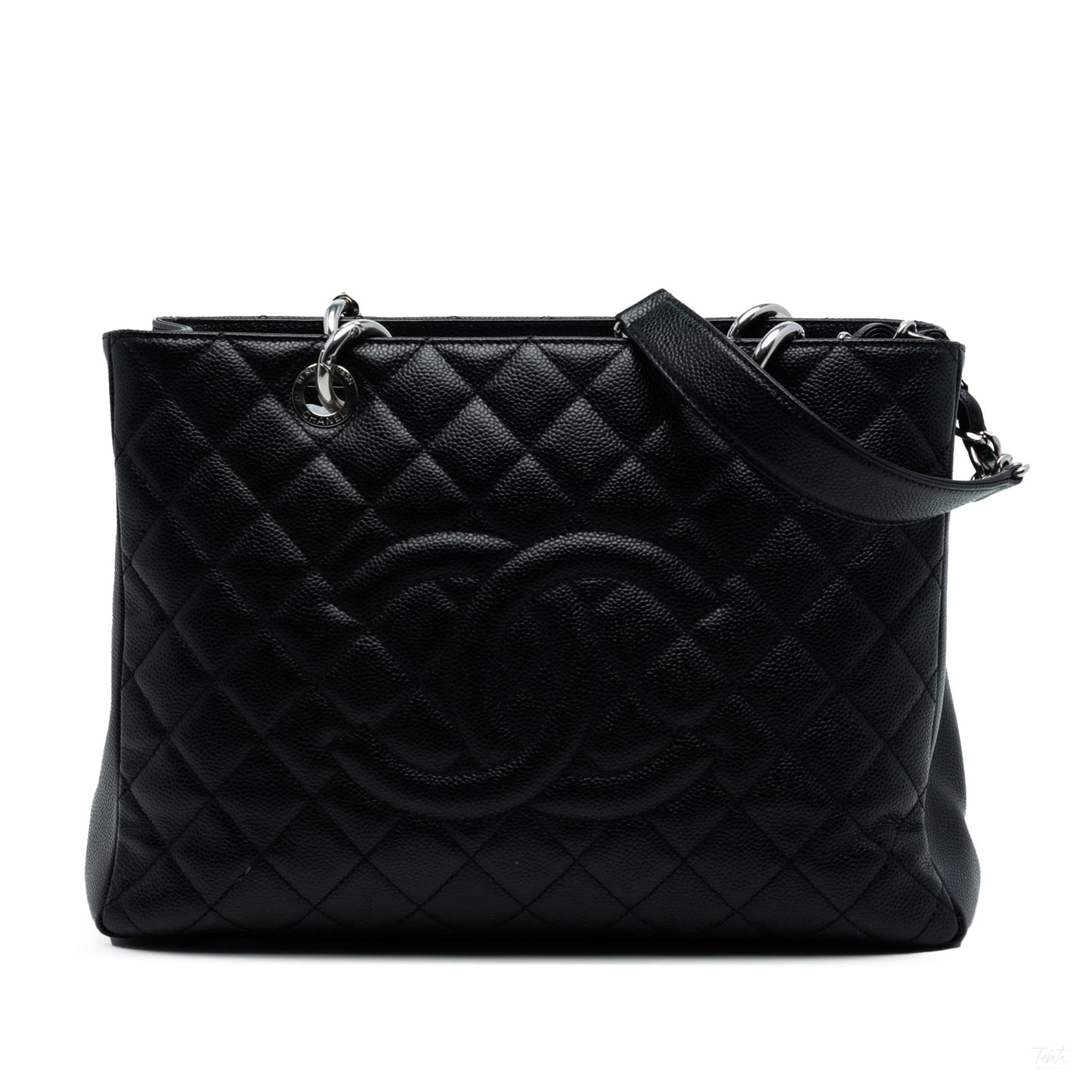 Second hand Chanel GST Quilted Caviar Leather Shopper Bag Black - Tabita Bags