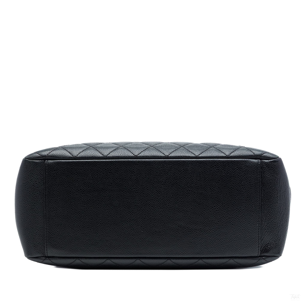 Second hand Chanel GST Quilted Caviar Leather Shopper Bag Black - Tabita Bags