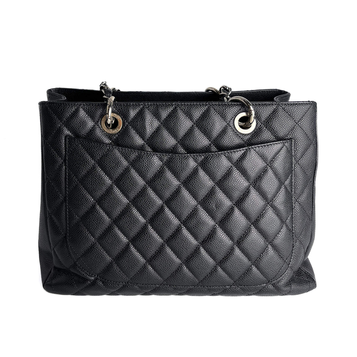 Second hand Chanel GST Quilted Caviar Leather Shopper Bag Black - Tabita Bags