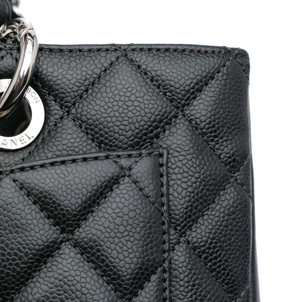 Second hand Chanel GST Quilted Caviar Leather Shopper Bag Black - Tabita Bags