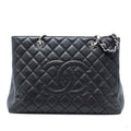 Second hand Chanel GST Quilted Caviar Leather Shopper Bag Black - Tabita Bags