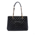 Second hand Chanel GST Quilted Caviar Leather Shopper Bag Black - Tabita Bags