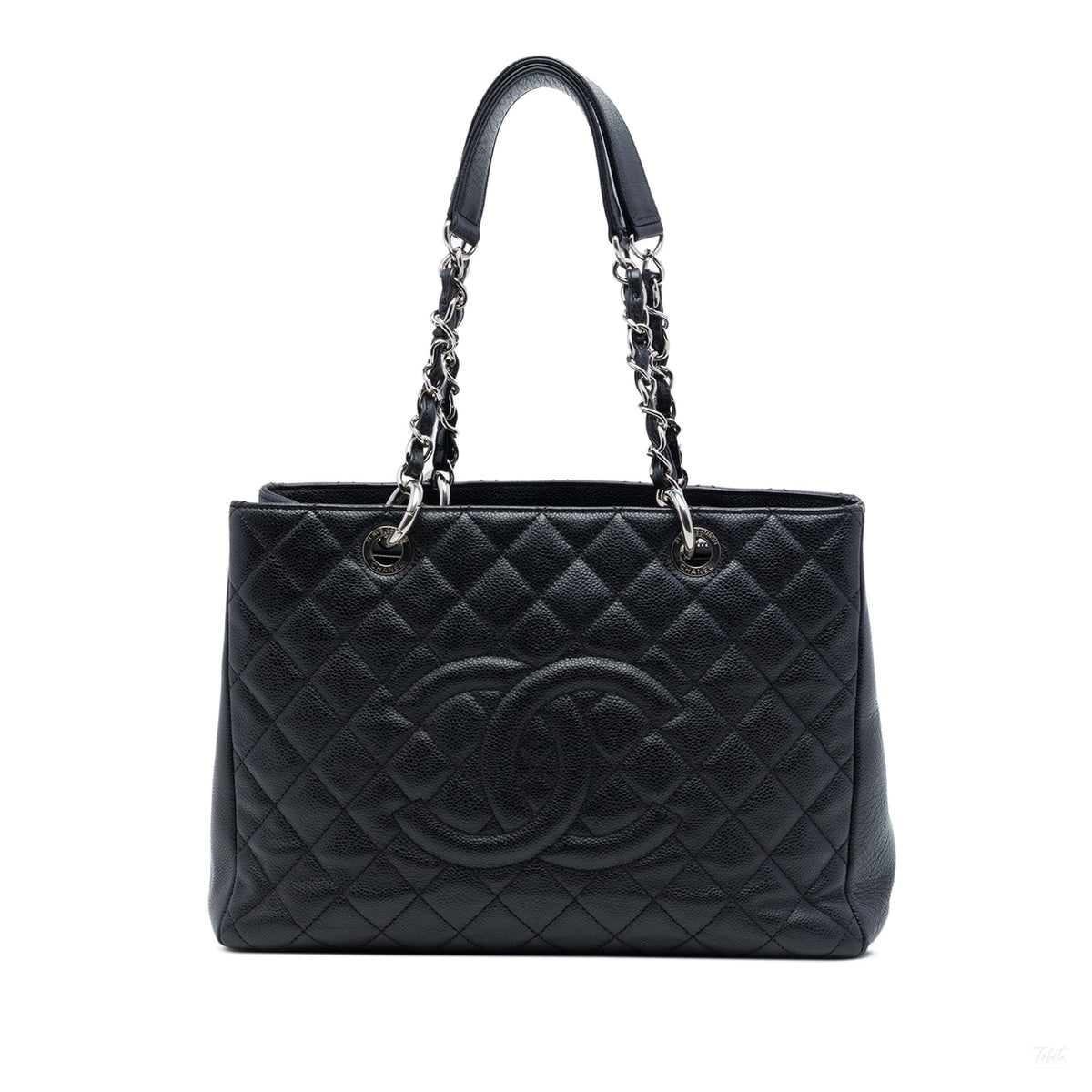 Second hand Chanel GST Quilted Caviar Leather Shopper Bag Black - Tabita Bags