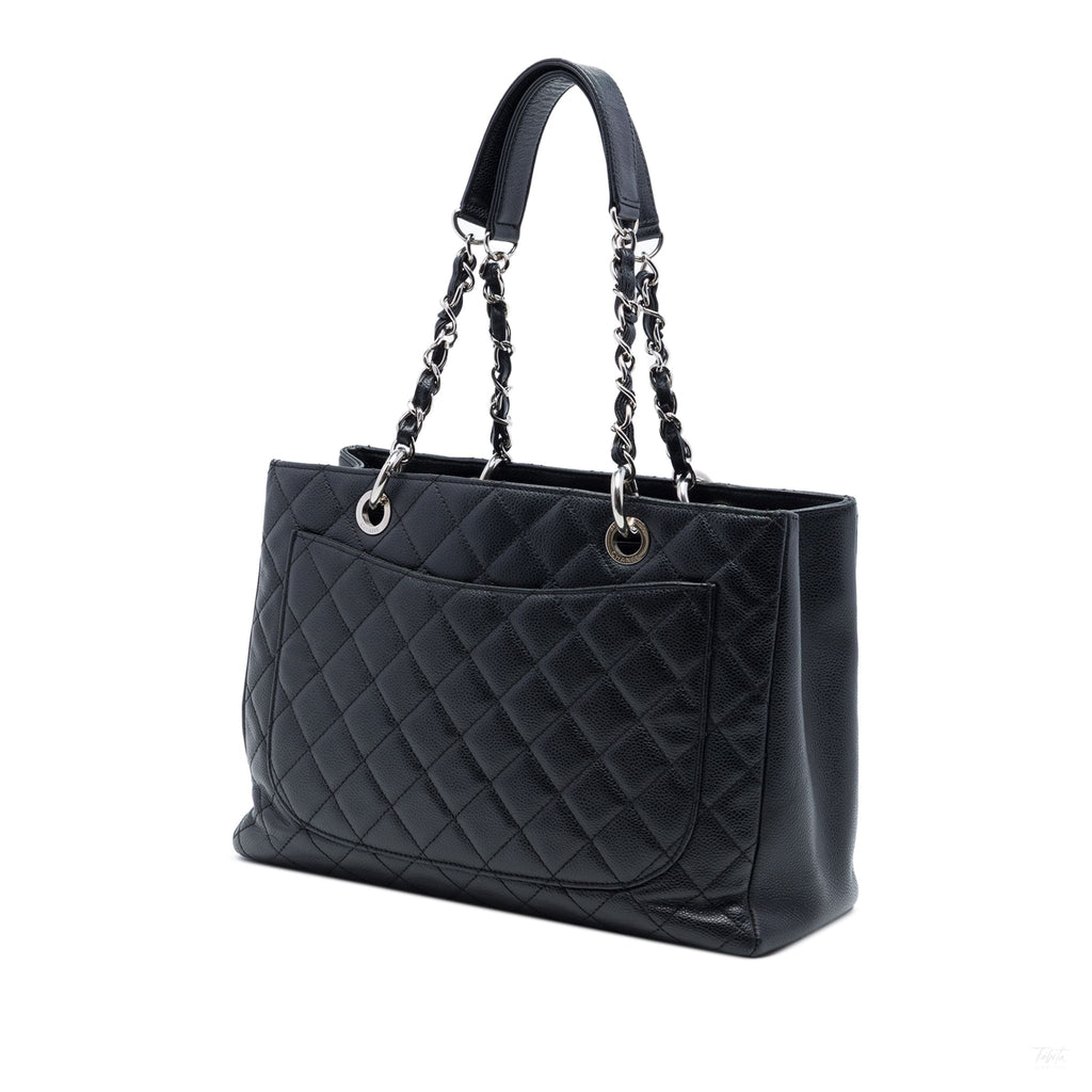 Second hand Chanel GST Quilted Caviar Leather Shopper Bag Black - Tabita Bags
