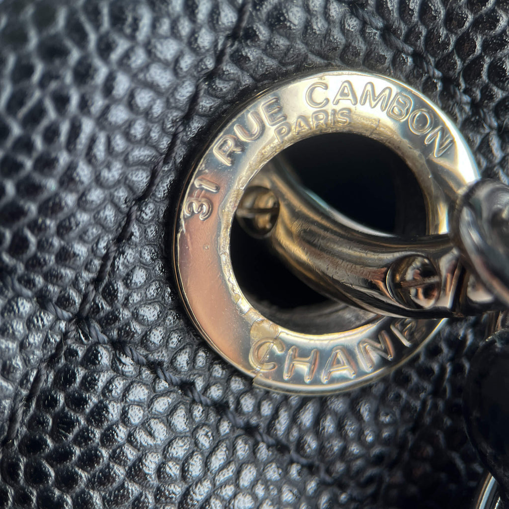 Second hand Chanel GST Quilted Caviar Leather Shopper Bag Black - Tabita Bags