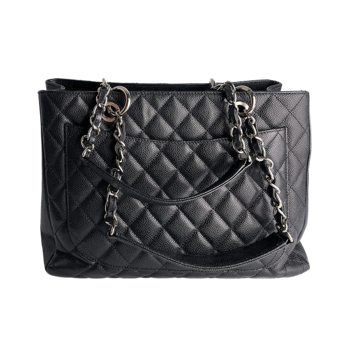 Second hand Chanel GST Quilted Caviar Leather Shopper Bag Black - Tabita Bags