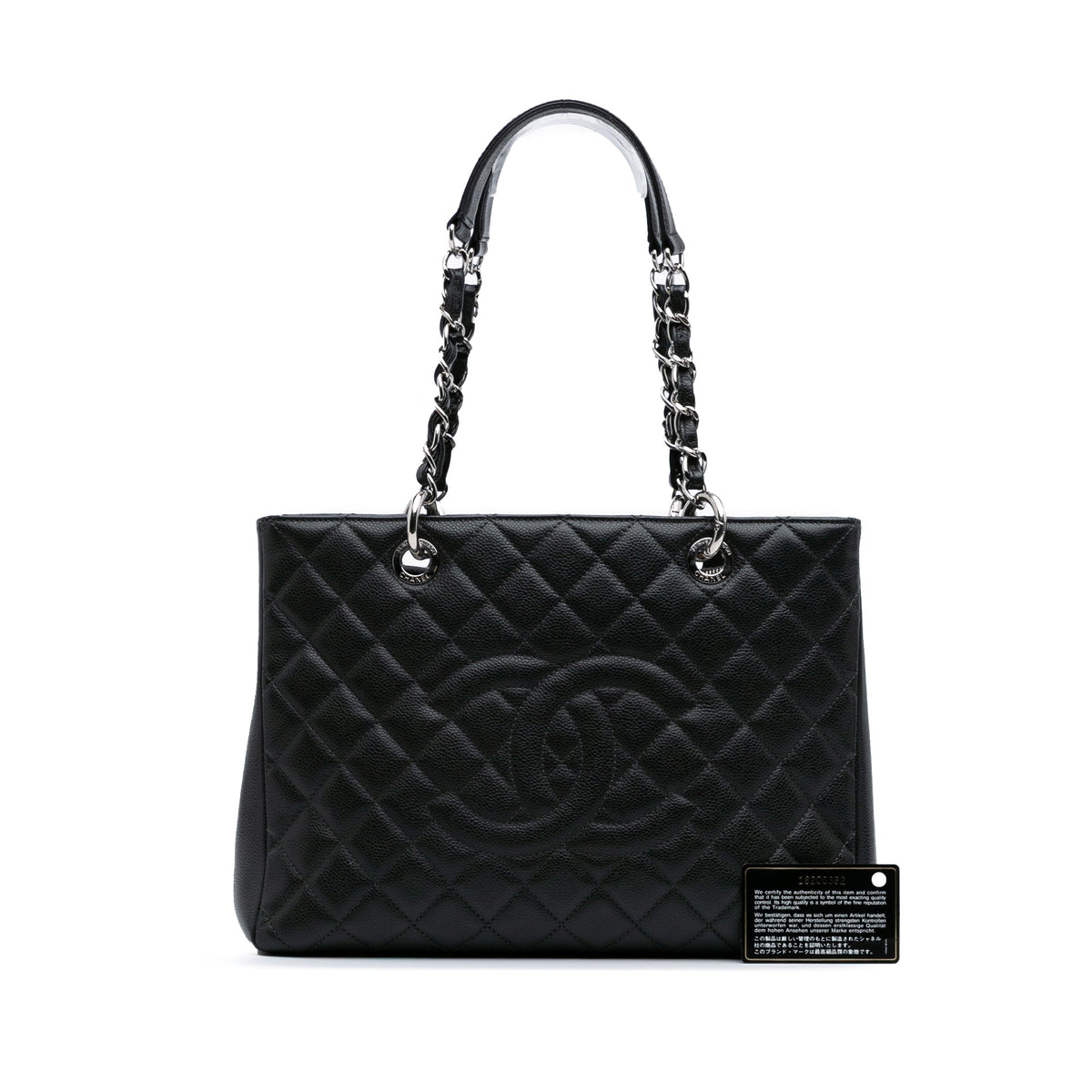 Second hand Chanel GST Quilted Caviar Leather Shopper Bag Black - Tabita Bags