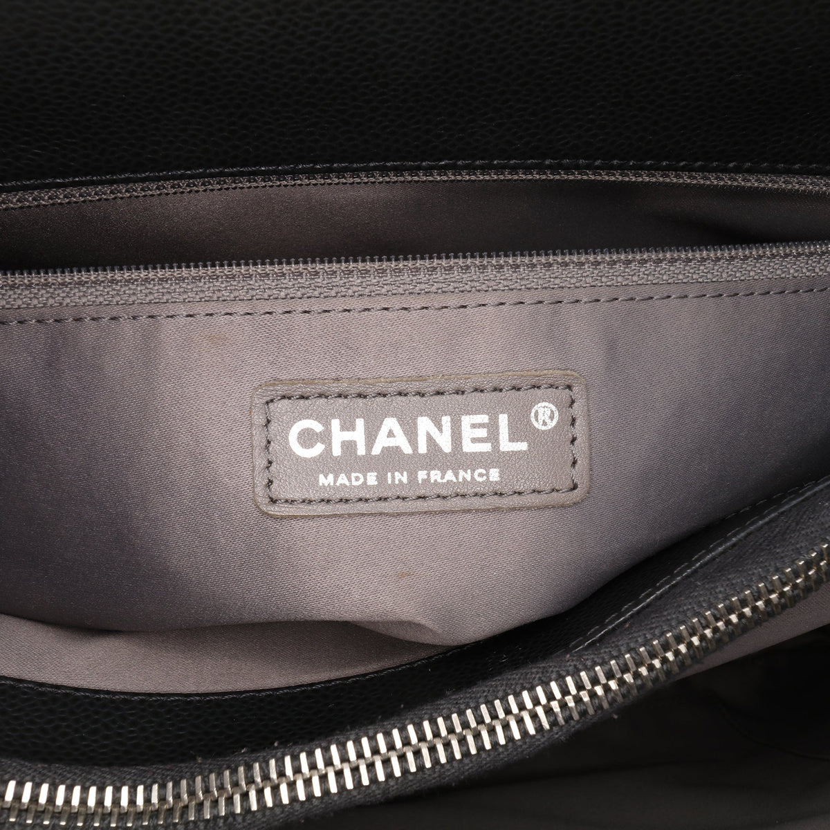 Second hand Chanel GST Quilted Caviar Leather Shopper Bag Black - Tabita Bags