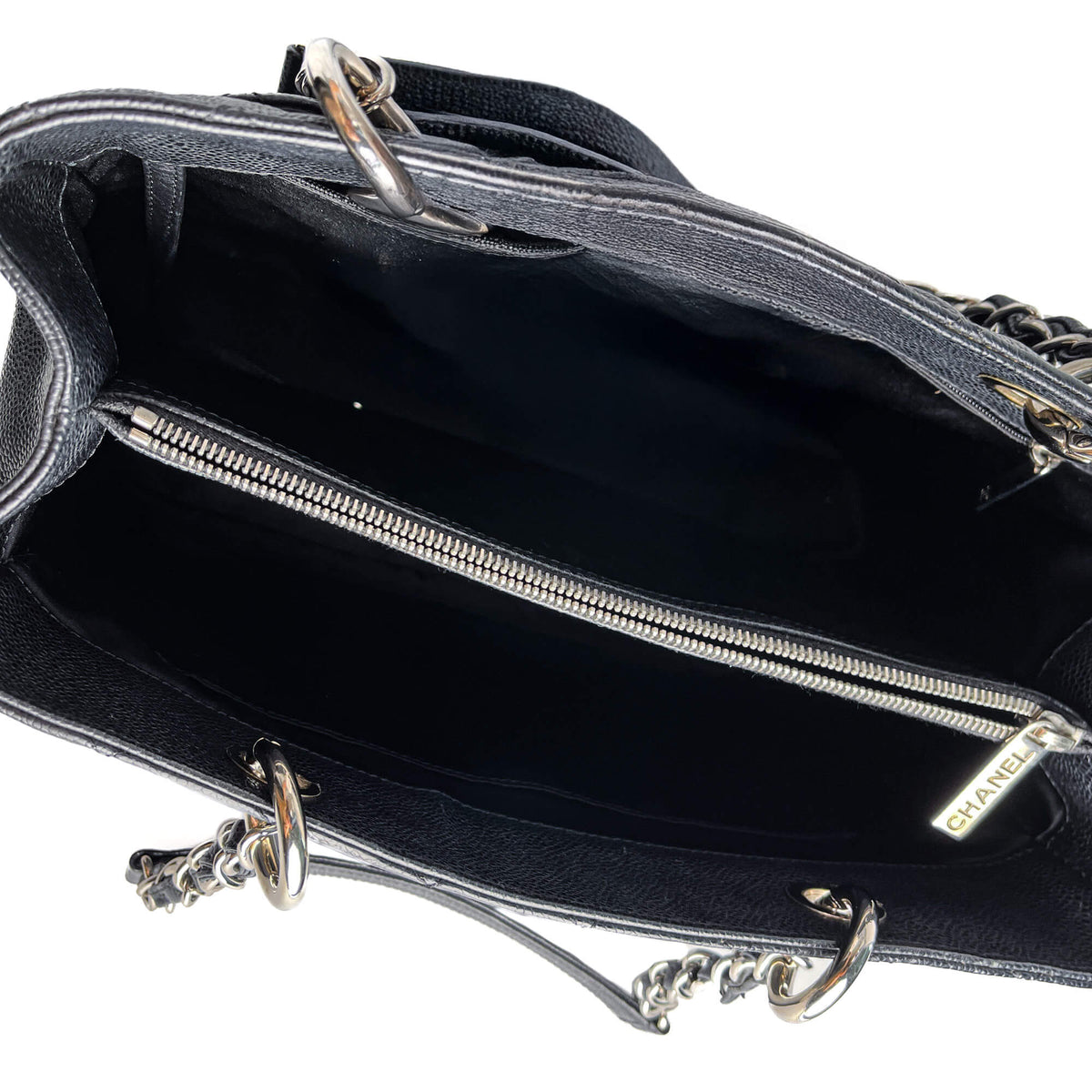 Second hand Chanel GST Quilted Caviar Leather Shopper Bag Black - Tabita Bags
