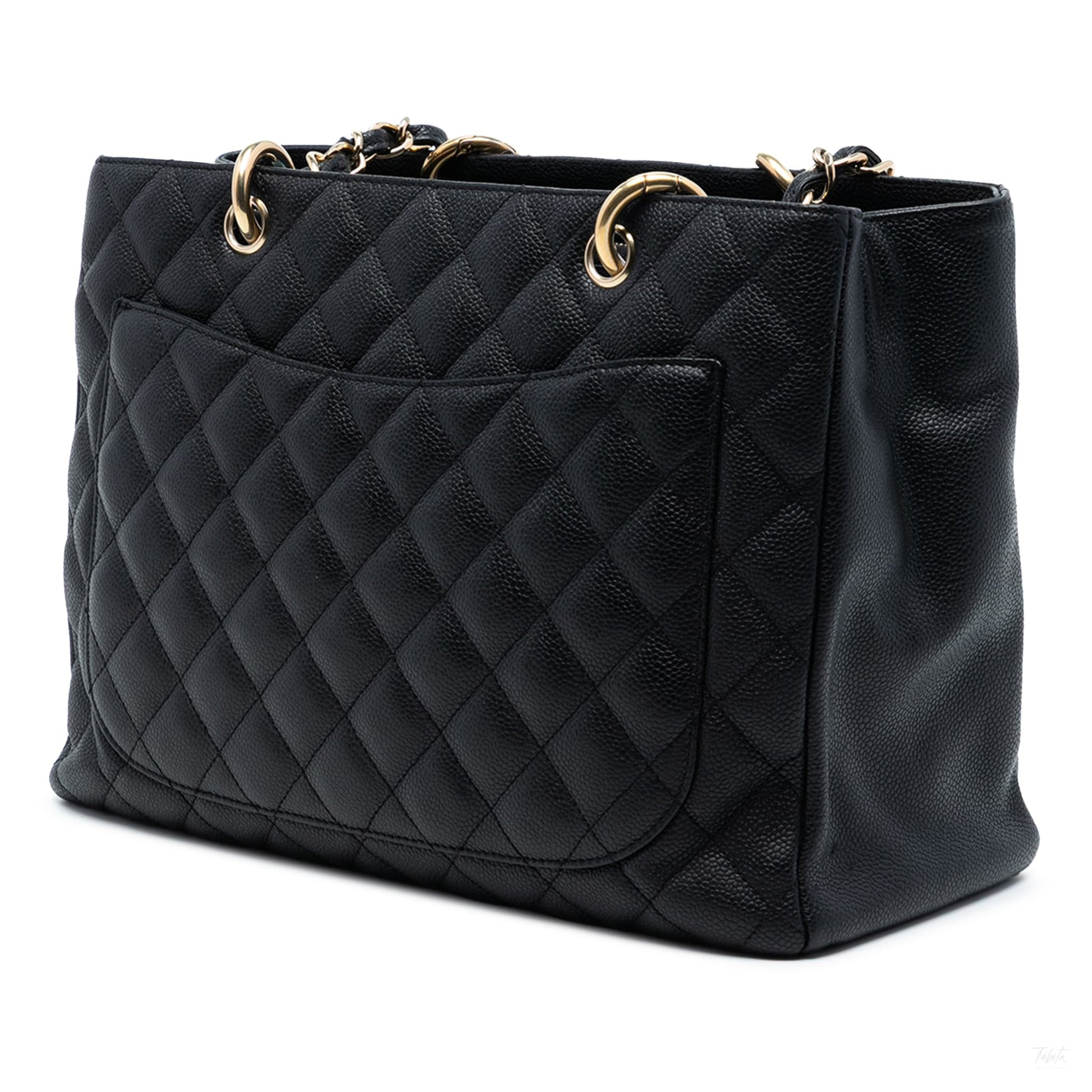 Second hand Chanel GST Quilted Caviar Leather Shopper Bag Black - Tabita Bags