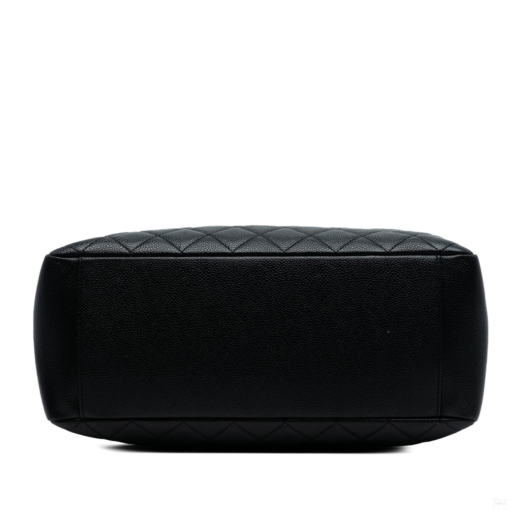Second hand Chanel GST Quilted Caviar Leather Shopper Bag Black - Tabita Bags