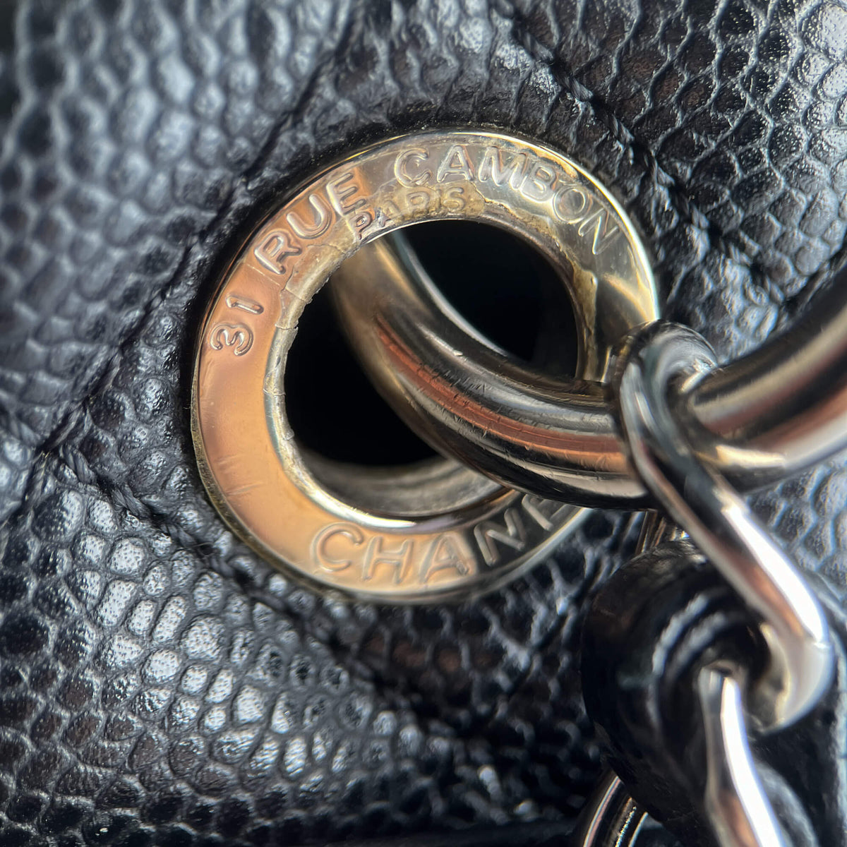 Second hand Chanel GST Quilted Caviar Leather Shopper Bag Black - Tabita Bags