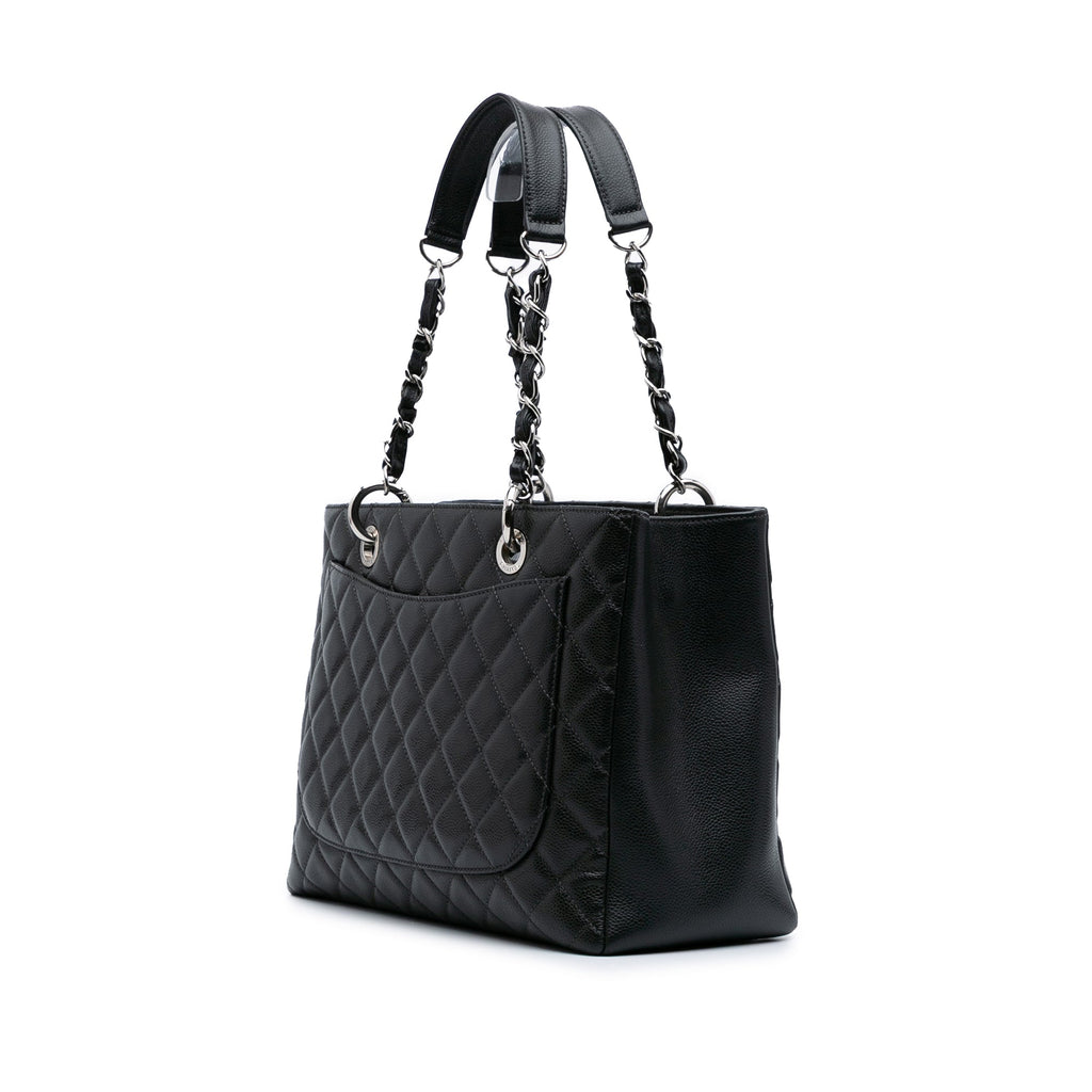 Second hand Chanel GST Quilted Caviar Leather Shopper Bag Black - Tabita Bags